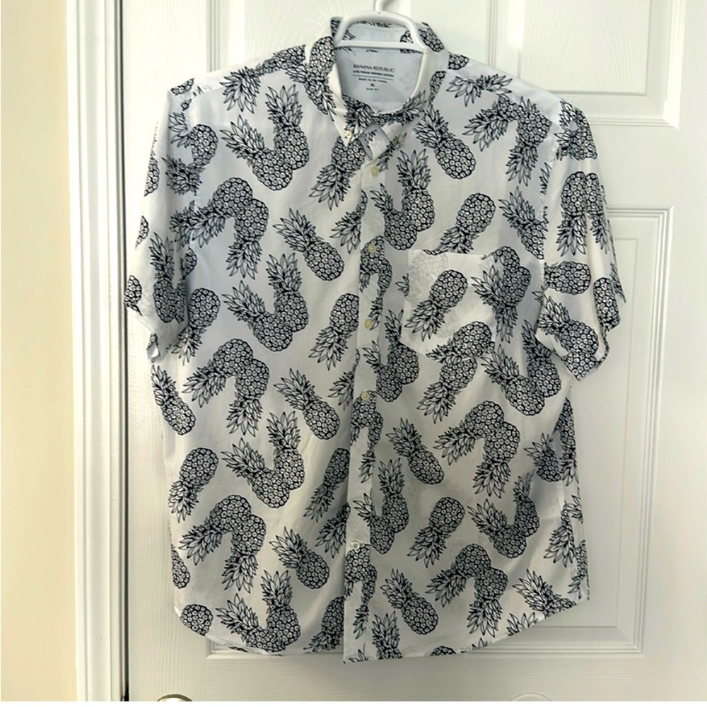 Banana Republic Organic Cotton Pineapple Button Down XL